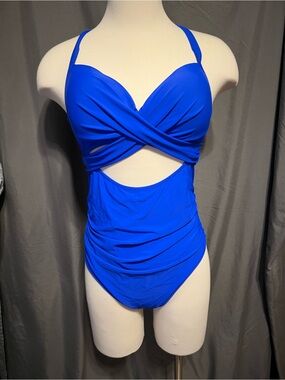 Women’s Royal Blue One-Piece Swimsuit with Twist Front
